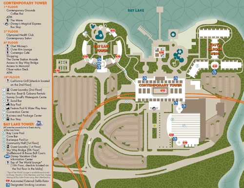 Bay Lake Tower at Disney's Contemporary Resort Map