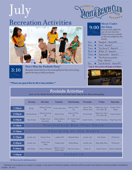 Yacht and Beach Club July 2012 Activities