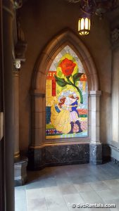 Stained glass piece of Belle, The Beast and the Rose
