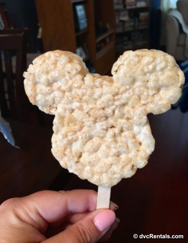 Mickey Mouse shaped Rice Krispie bar