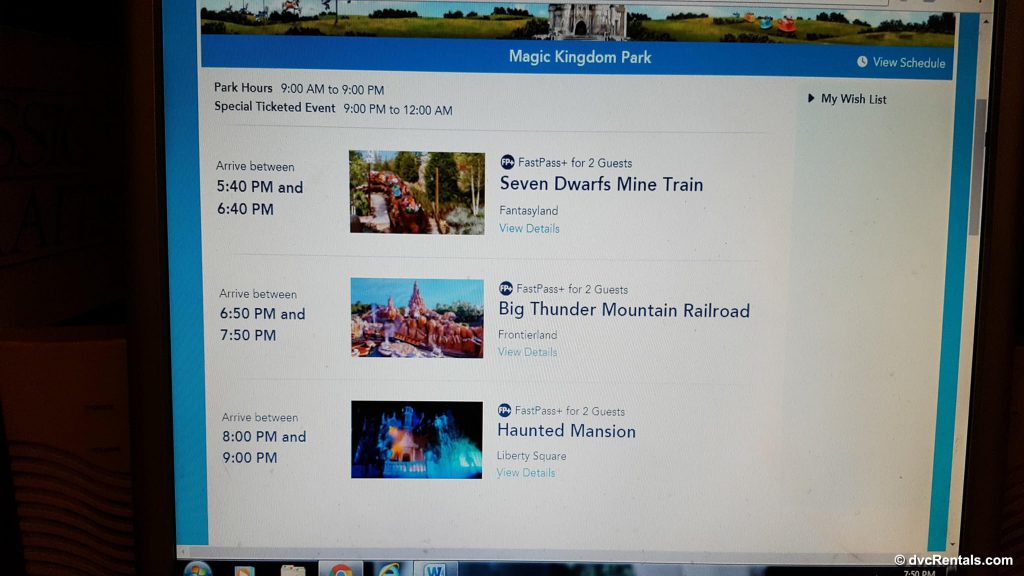 My Disney Experience App Activity Selection