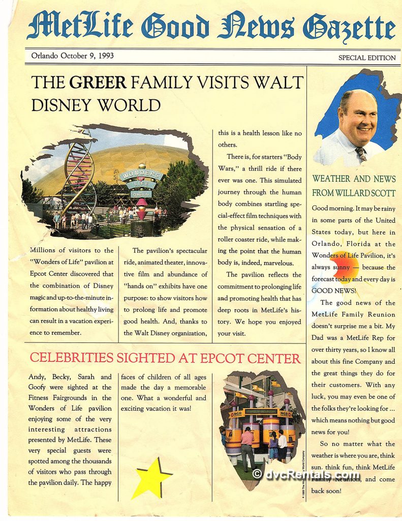 Newspaper with info and pick with front of building