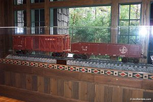 Trains located within the Carolwood Pacific room at Disney’s Wilderness Lodge