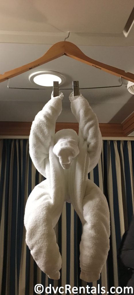 Monkey towel character in the stateroom of the Disney Dream