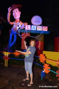 Entrance to Toy Story Land with Woody Figurine