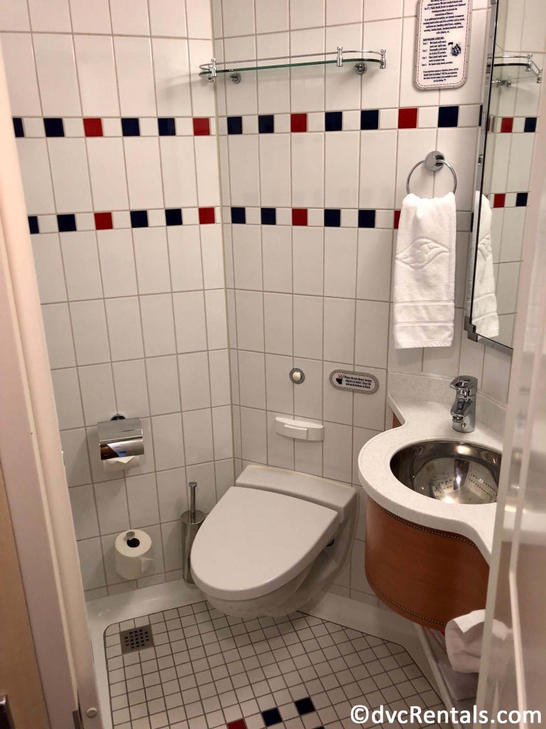 sink and toilet area of the split bath on the Disney Dream