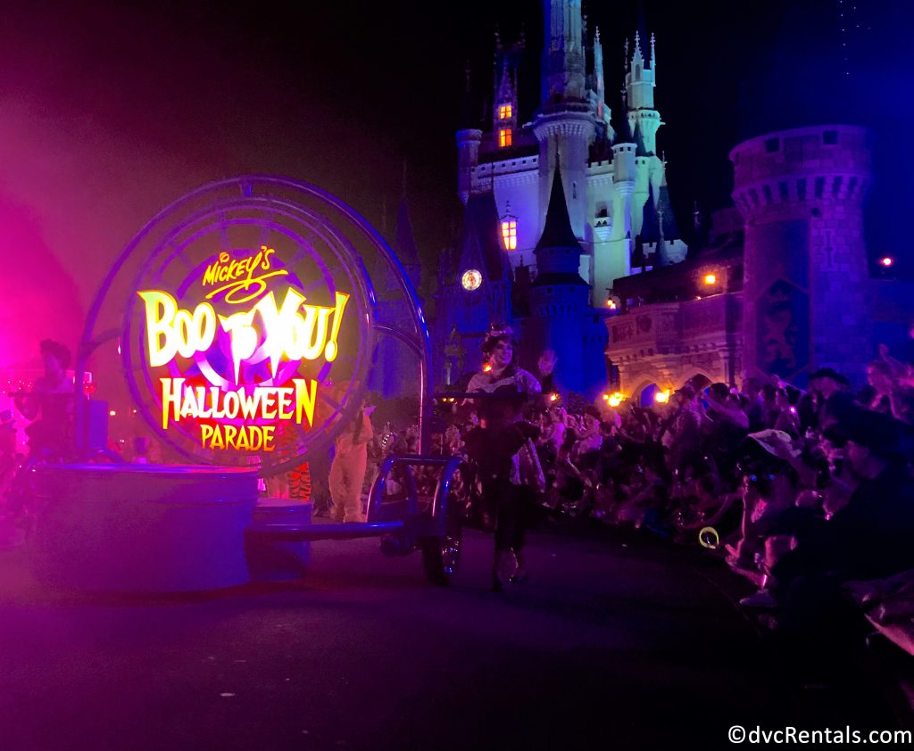 Boo-to-You sign with Cinderella’s castle in the background