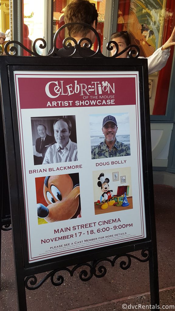 sign for Disney Artist’s appearing at Magic Kingdom