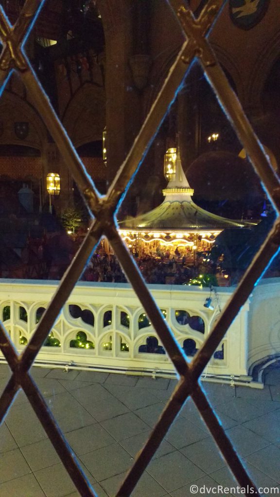 view lookout towards Fantasyland from inside Cinderella’s Royal Table