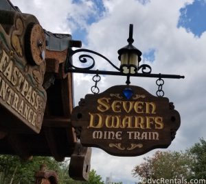 sign for the Seven Dwarfs Mine Train