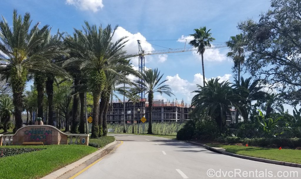 exterior construction shot of Disney’s Riviera Resort with 4 stories built