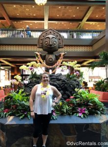 Guest Blogger Emily in the lobby of Disney’s Polynesian Villas & Bungalows