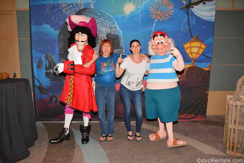 Marilyn and her daughter with Captain Hook and Smee