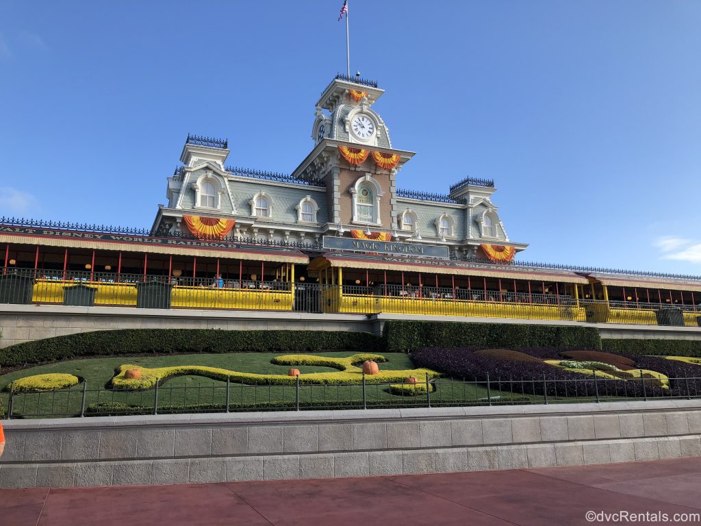 Magic Kingdom Train station decorated for Halloween