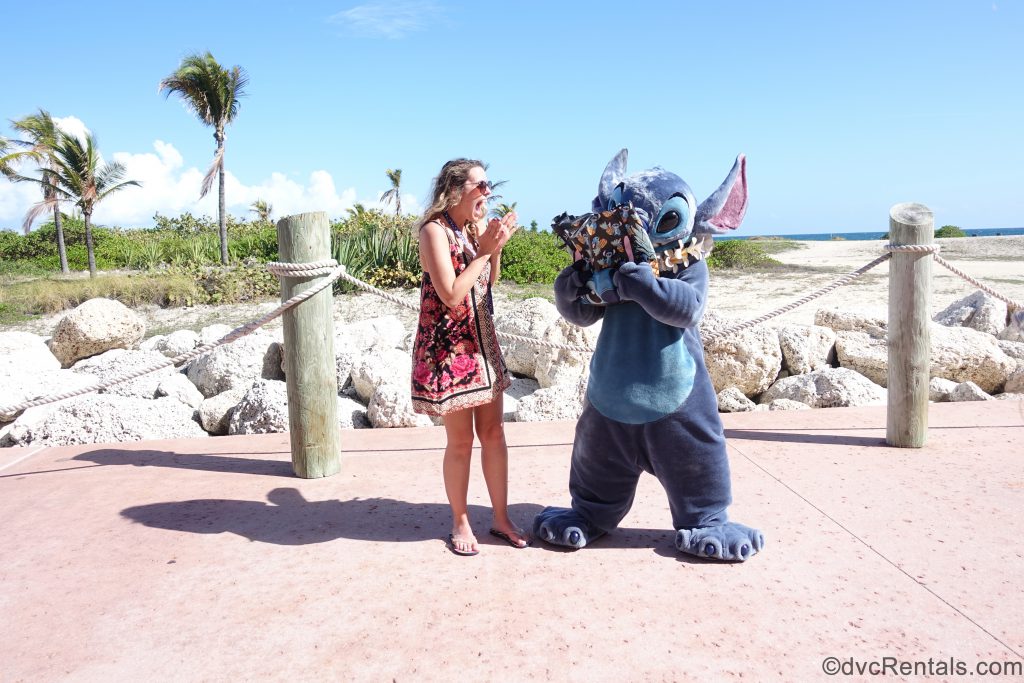 Stitch and Team Member Stephanie S at Castaway Cay