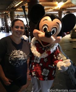 Team Member Stacy with Mickey Mouse at ‘Ohana Restaurant