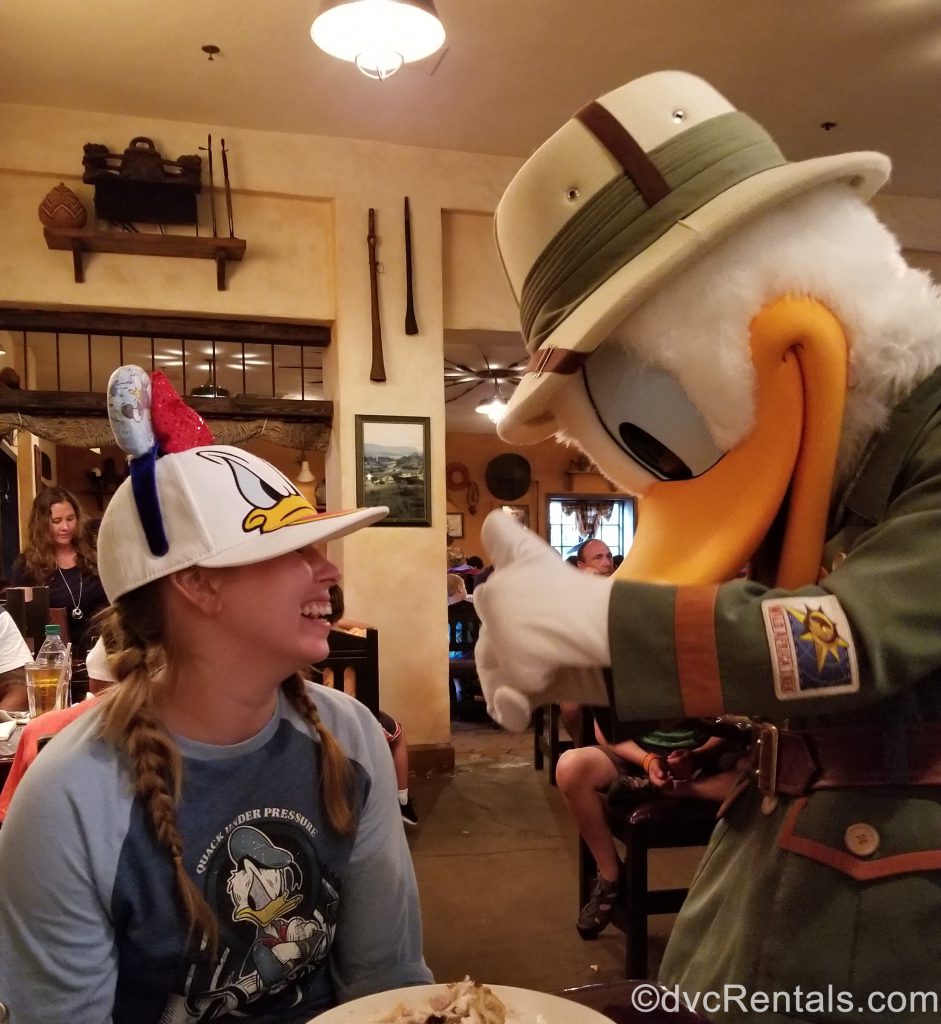 Team Member Ashley J. meeting Donald Duck at Tusker House