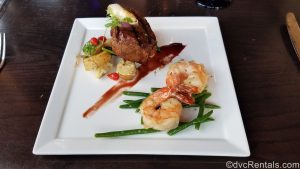 steak and shrimp entrée from Cinderella’s Royal Table