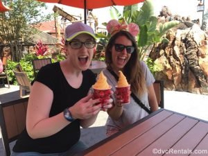 Team Members Chelsey and Stephanie S. having a Dole Whip