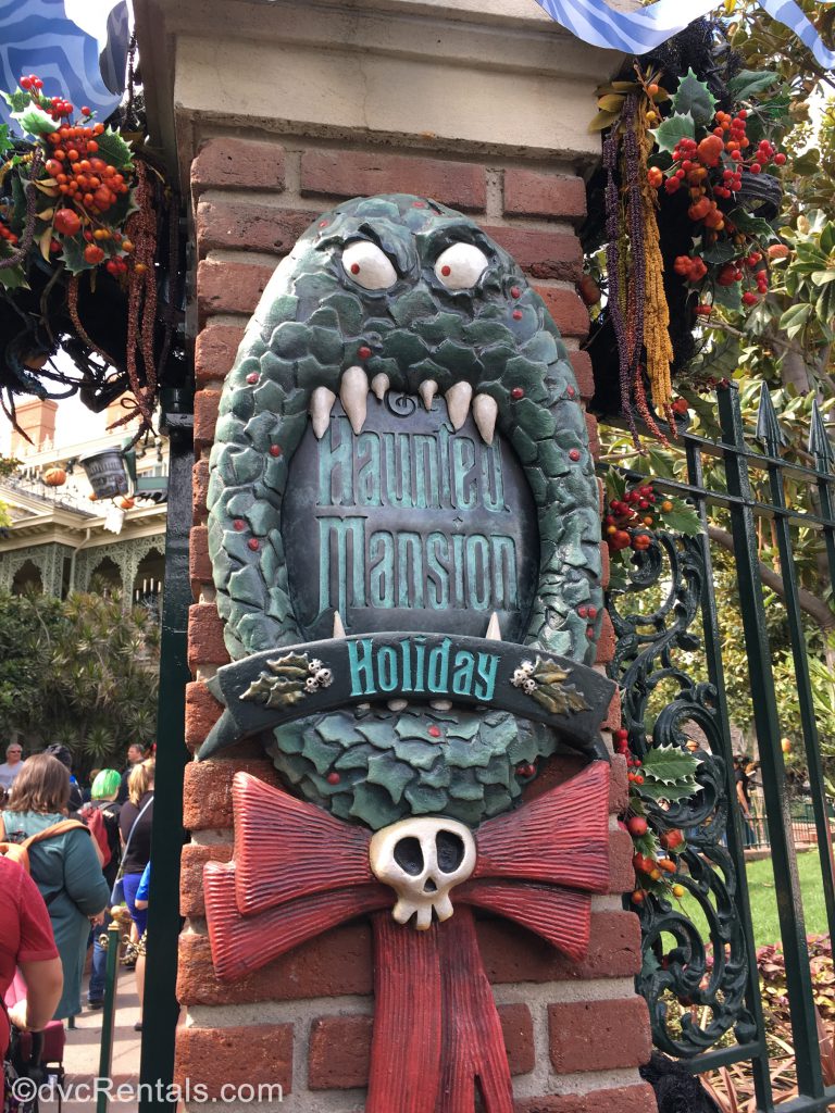 Disneyland Haunted Mansion sign with Nightmare Before Christmas update