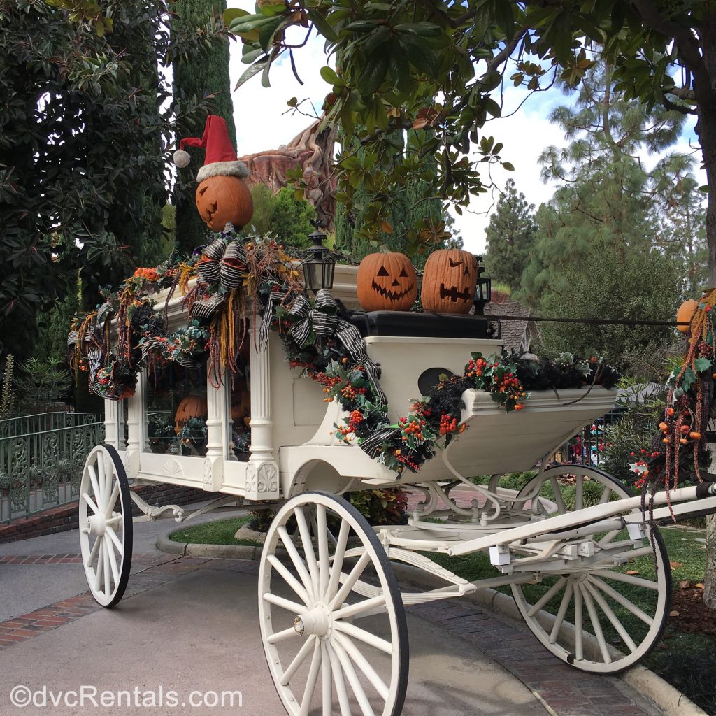 Disneyland Haunted Mansion carriage with Nightmare Before Christmas deocations