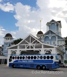 Disney’s Magical Express in front of Disney’s Beach Club Villas