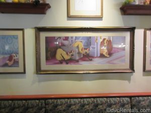 Lady and the Tramp decorations throughout Tony’s Town Square Restaurant