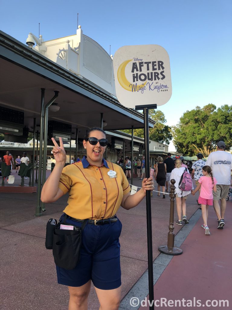 Cast Member at the entrance to the Magic Kingdom
