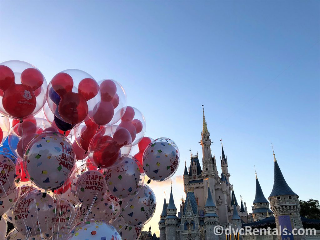 Cinderella castle and balloons photo