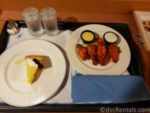 room service chicken wings and Key Lime Pie on the Disney Dream