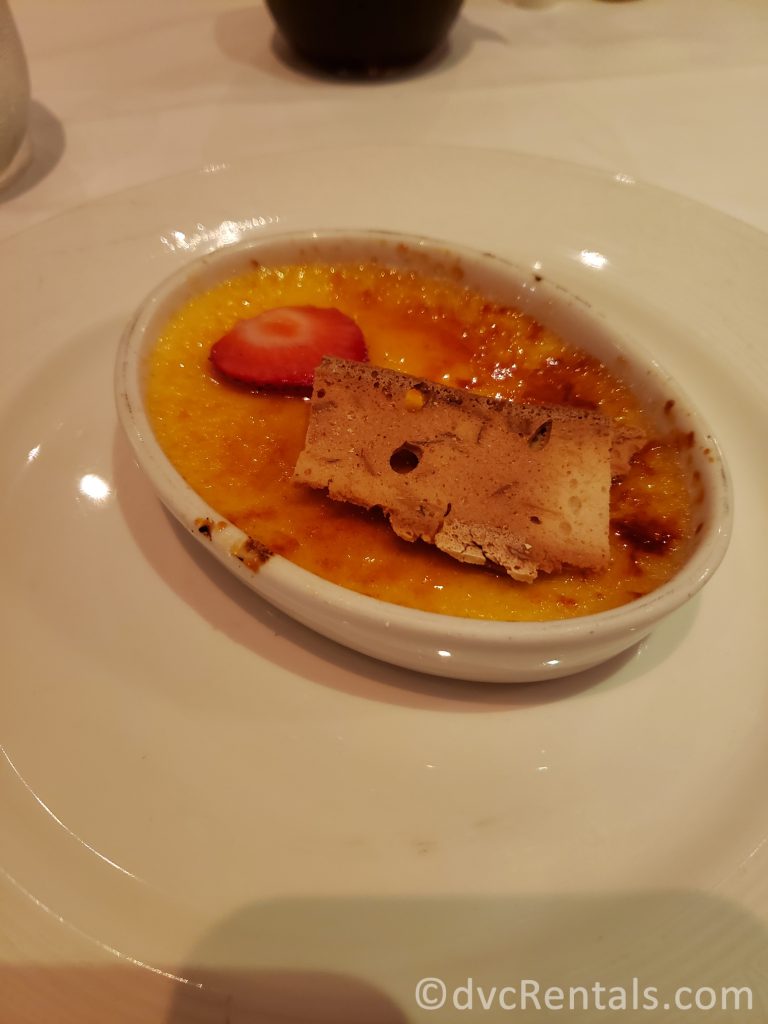 crème brulee at the Royal Palace Restaurant on the Disney Dream