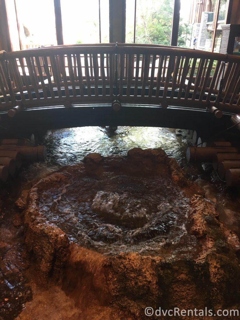 stream in the lobby at Disney’s Wilderness Lodge