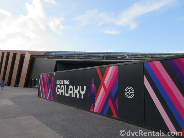 construction walls at Epcot in front of the Guardians of the Galaxy coaster
