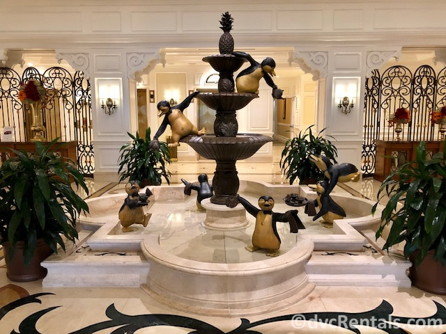 Penguin fountain at the Villas at Disney’s Grand Floridian