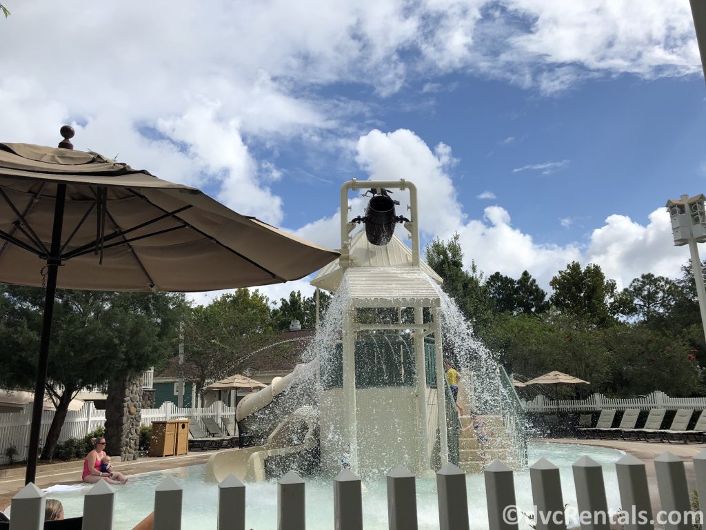 waterplay area at the Paddock Pool at Disney’s Saratoga Springs Resort & Spa