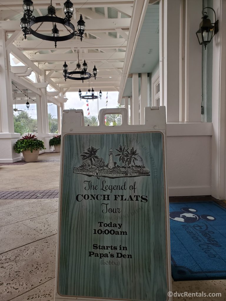 Sign for the Legends of Conch Flats Tour at Disney’s Old Key West