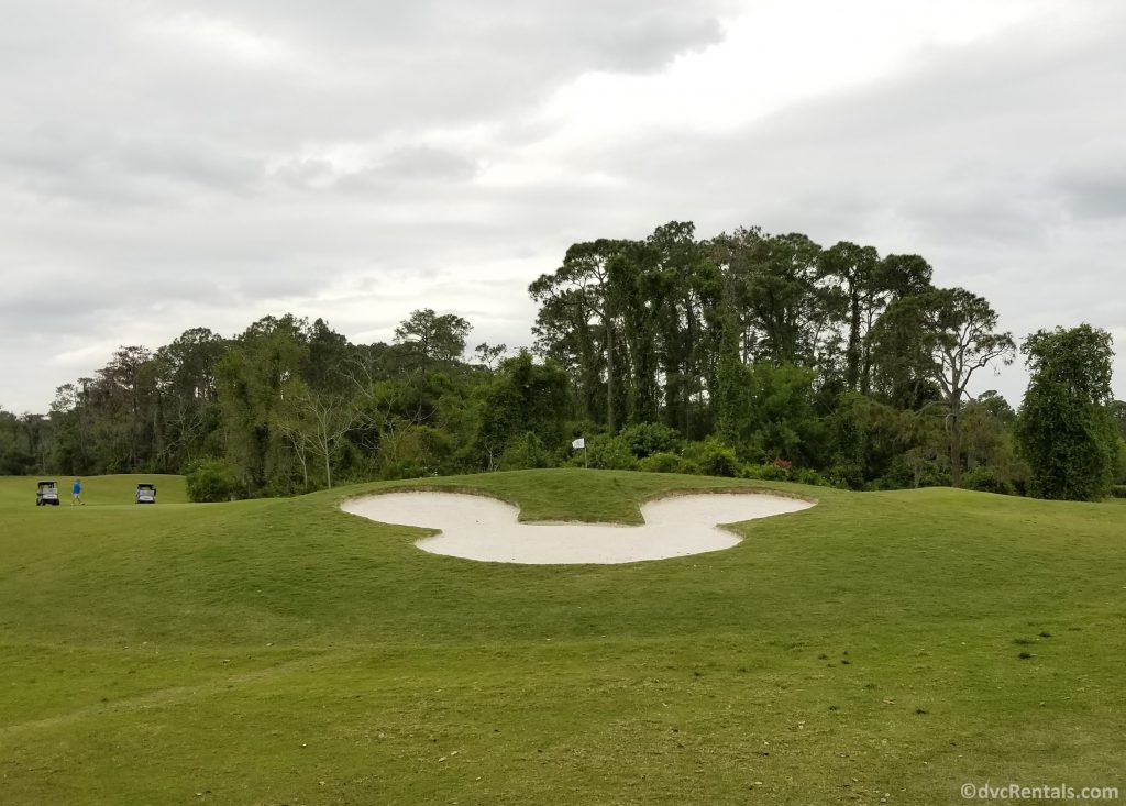 Mickey Mouse Shaped sand trap on the golf course