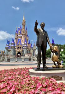 Cinderella Castle and Partners Statue at the Magic Kingdom