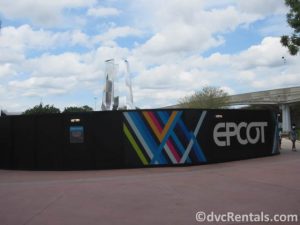 crystal statue being installed at the front of Epcot
