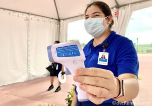 infrared thermometer used to check guests’ temperatures