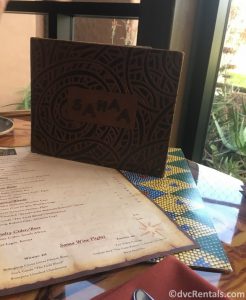 Sanaa menu with the savanna in the background