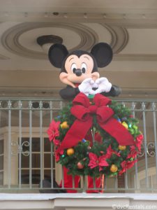 Mickey Mouse dressed in his Christmas clothes