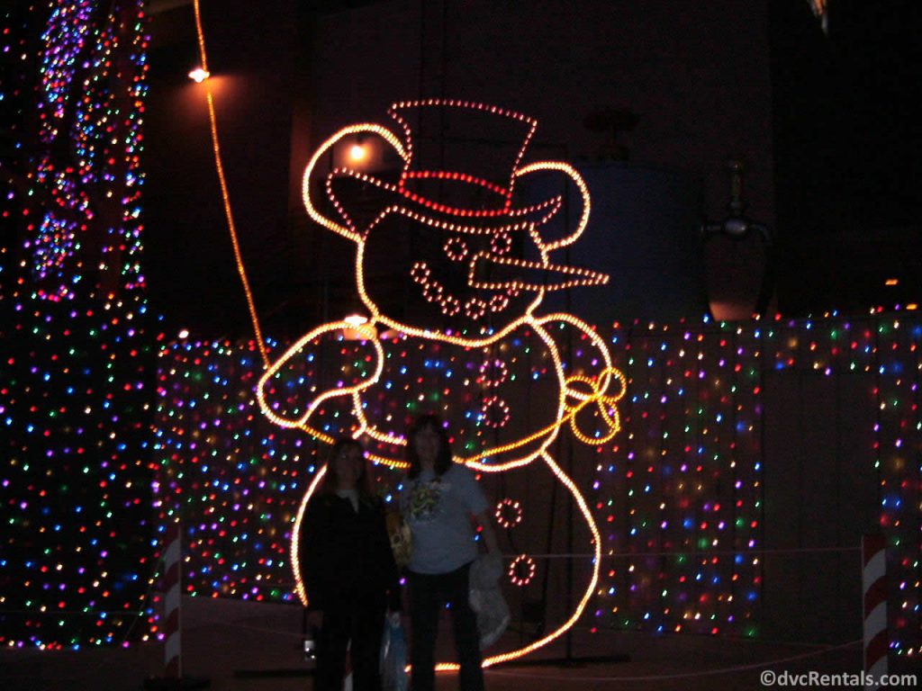 Hidden Mickey Snowman within the Osborne Lights at Disney’s Hollywood Studios