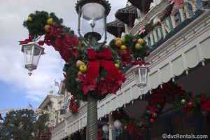 Holiday decorations on Main Street USA