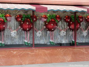 Window displays of Holiday decorations at Disney’s Hollywood Studios