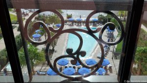 Hidden Mickey in the window design at Disney’s Riviera Resort