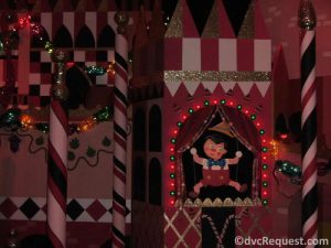 Holiday lights on It’s a Small World in Disneyland