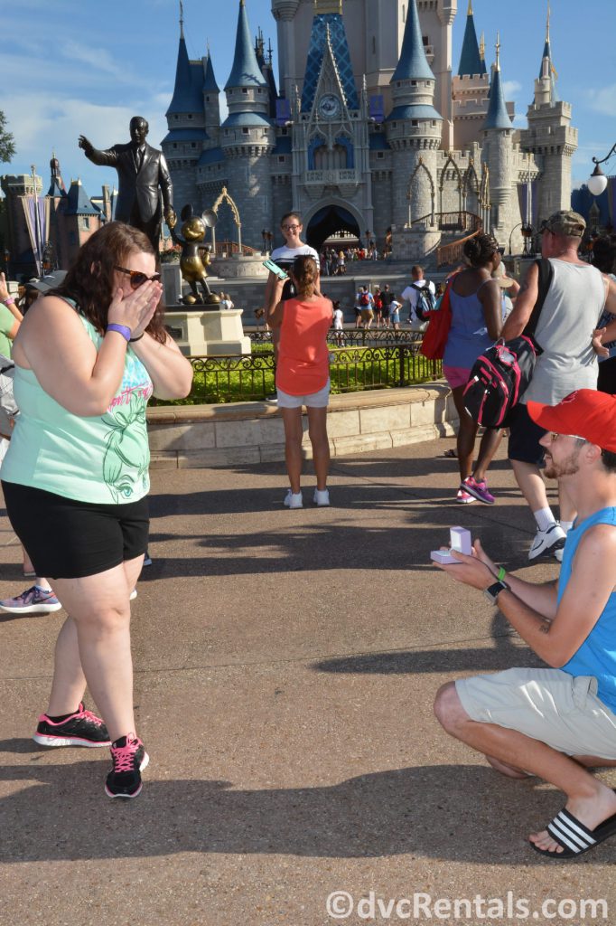 Team Member Alyssa and her now-husband proposing at WDW