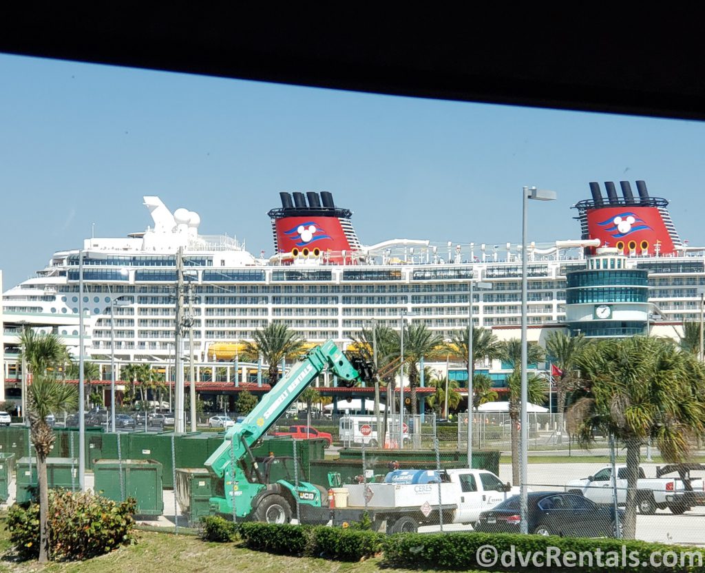 Photo of Ship from sitting in the Cruise Line Bus