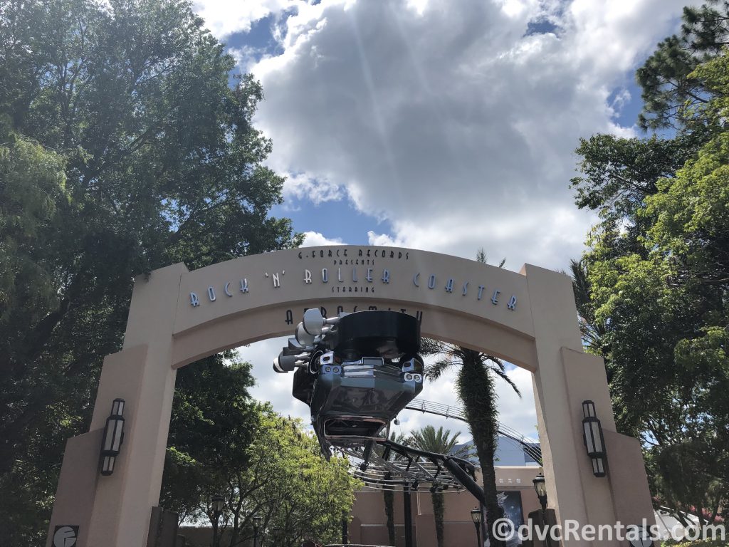 sign for the Rock ‘n’ Roller Coaster at Disney’s Hollywood Studios